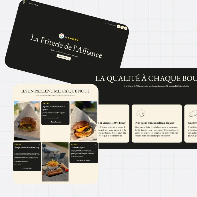 Mock up SIte web Odoo Friterie de l'Alliance