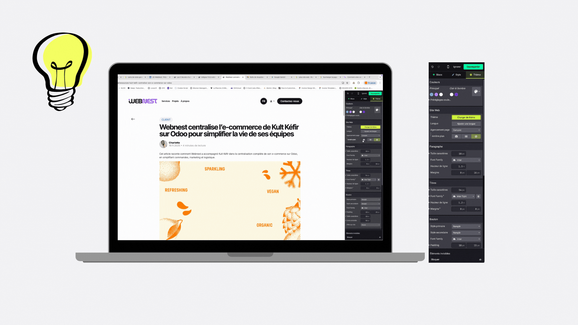 Demontration de la section theme