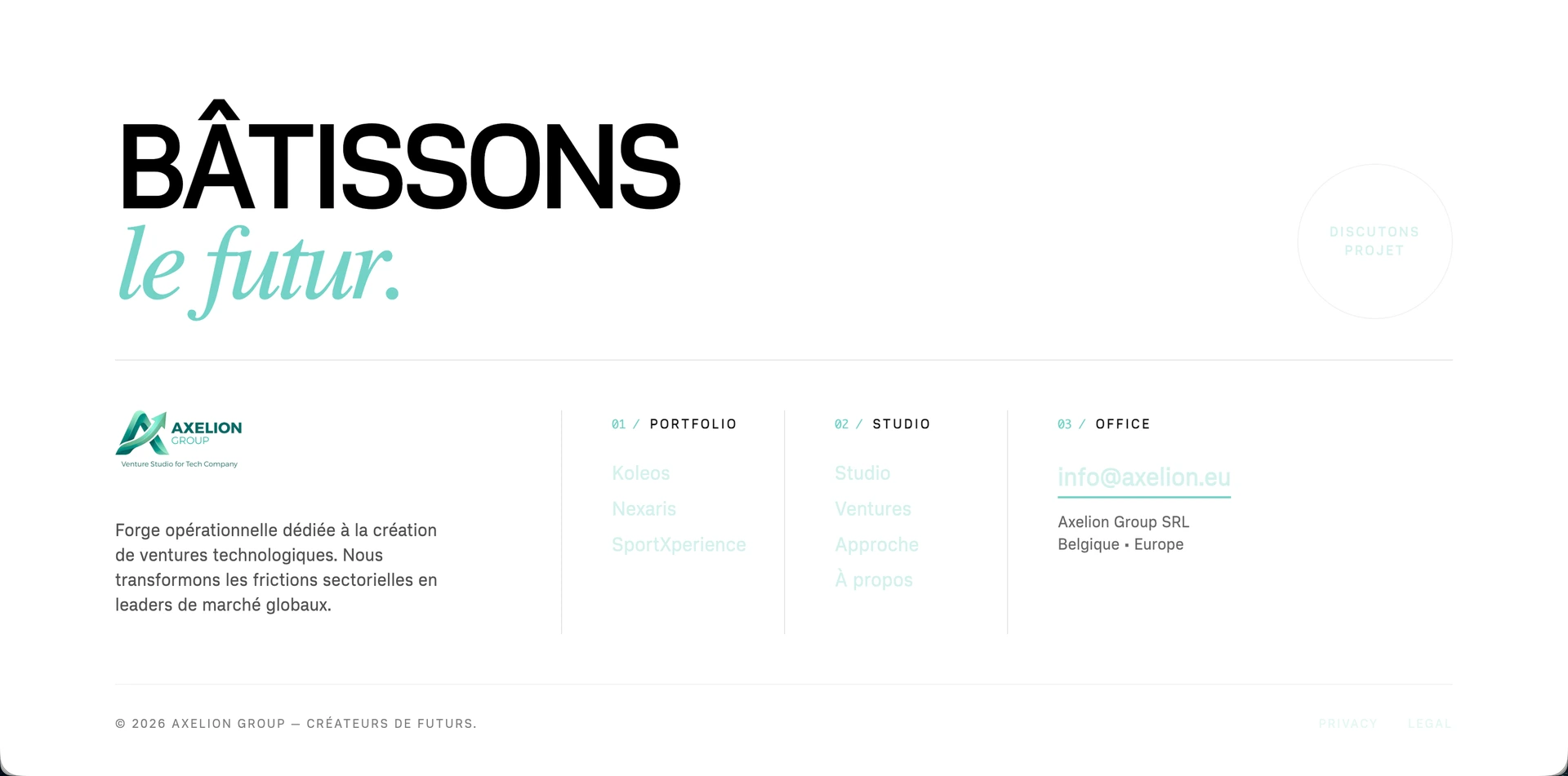 Axelion — site vitrine réalisé par WebNest (aperçu 1)
