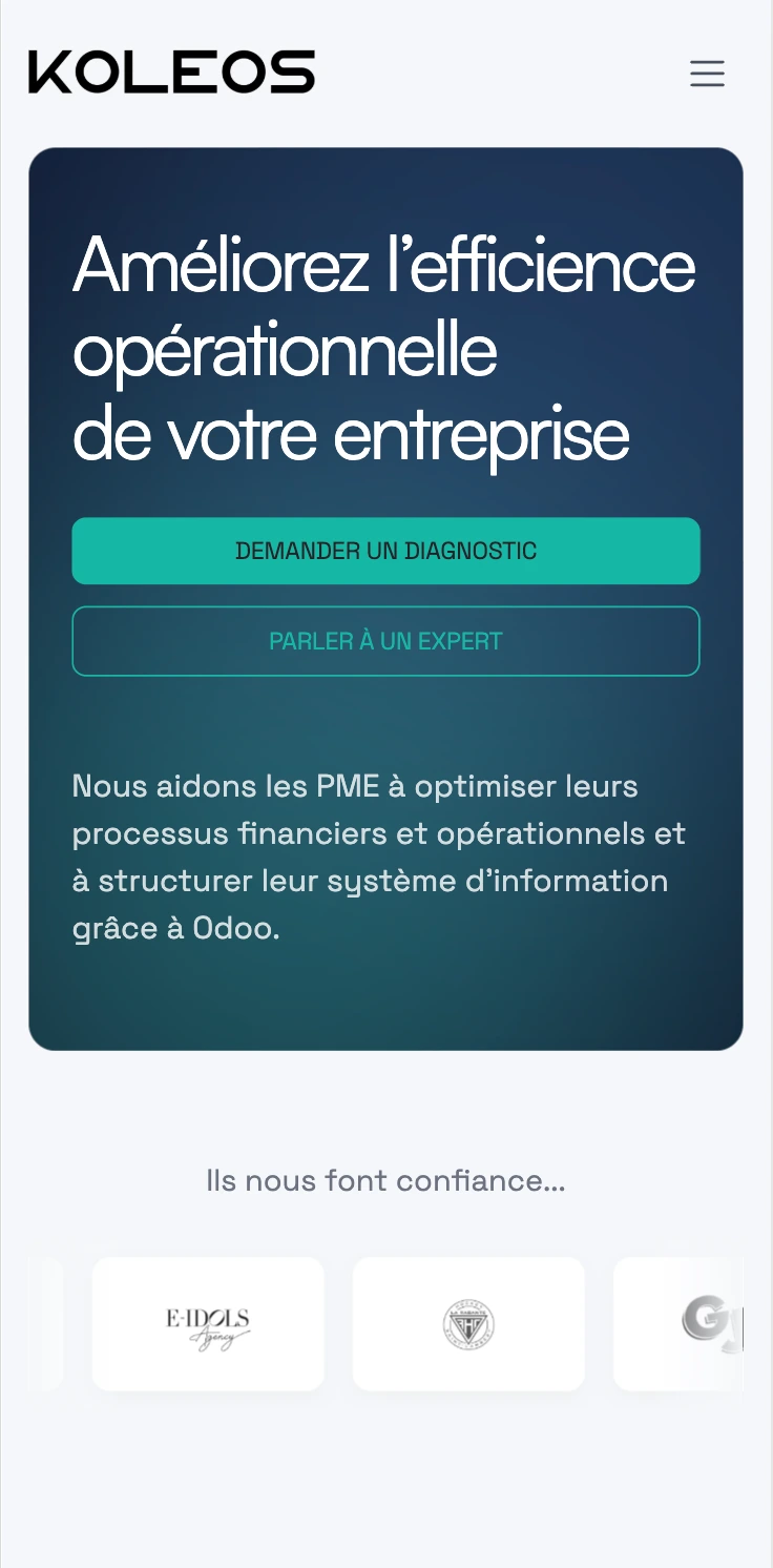 Koleos — site vitrine réalisé par WebNest (aperçu 1)