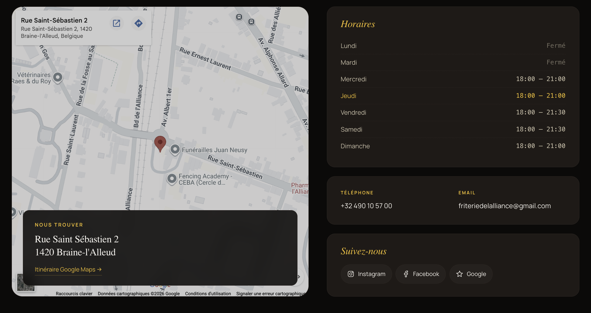 Friterie de l'Alliance — site vitrine réalisé par WebNest (aperçu 3)