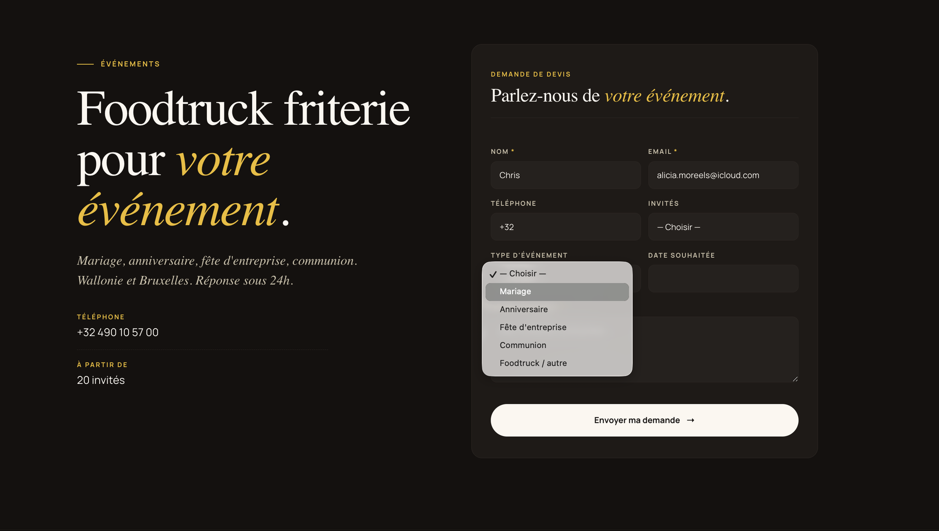 Friterie de l'Alliance — site vitrine réalisé par WebNest (aperçu 2)