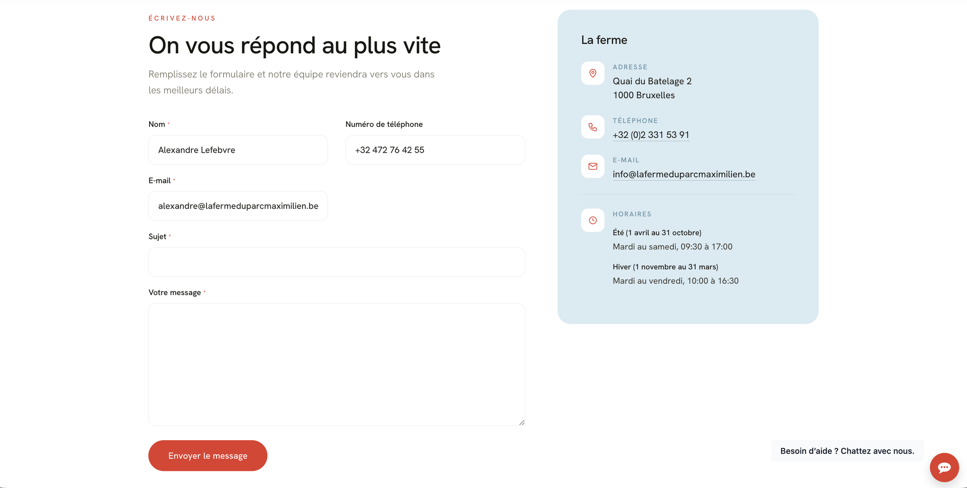 La Ferme du Parc Maximilien — site réalisé par WebNest (aperçu 4)