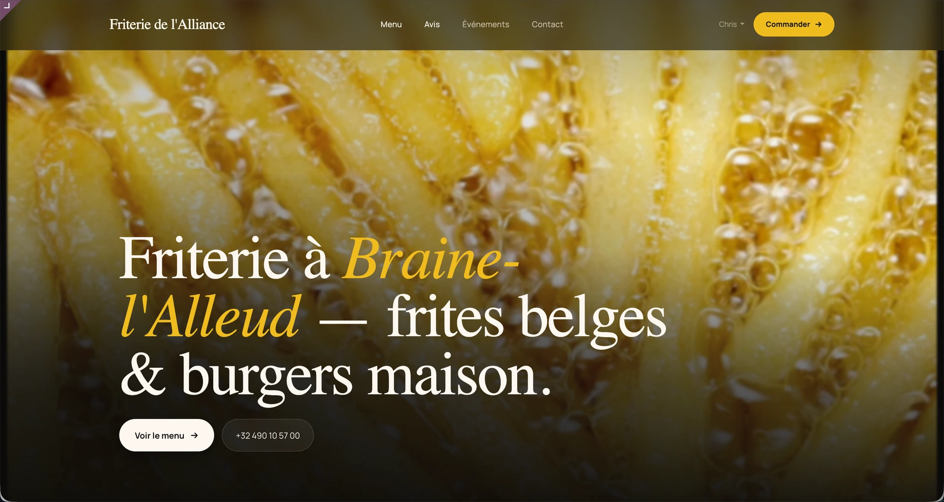 Preview of the Friterie de l'Alliance site by WebNest