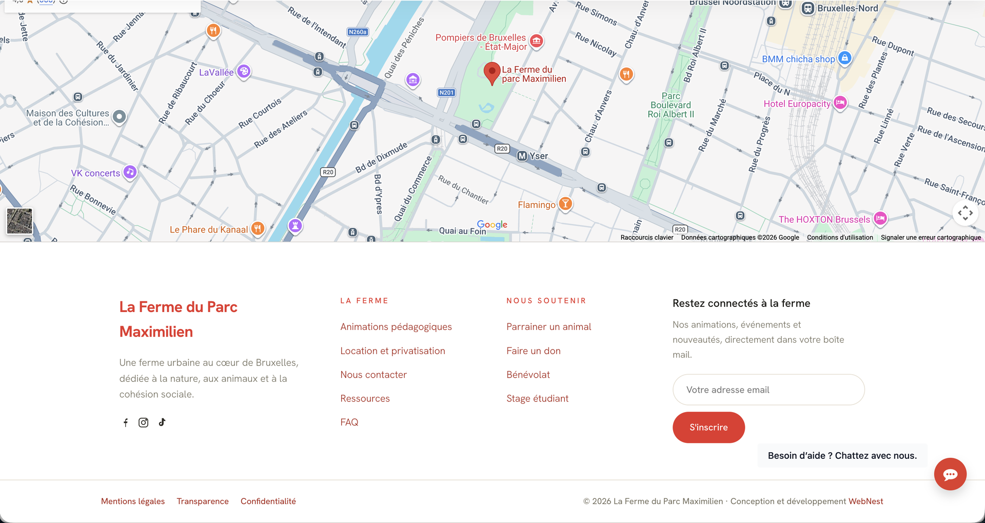 Après : nouveau site La Ferme du Parc Maximilien (refonte WebNest)