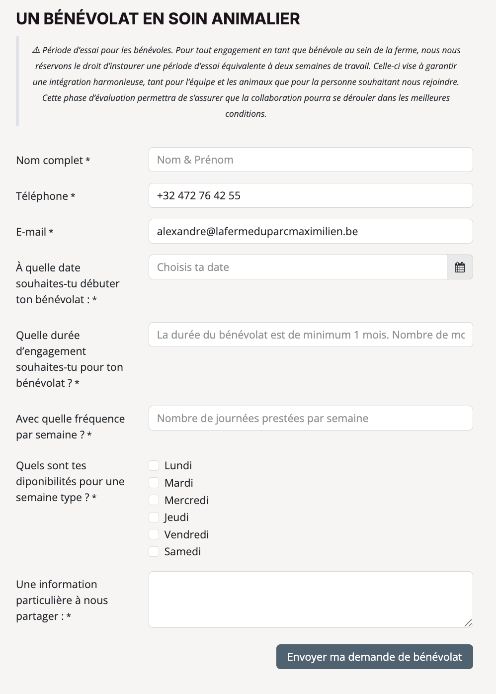 Avant : ancien site La Ferme du Parc Maximilien (refonte WebNest)
