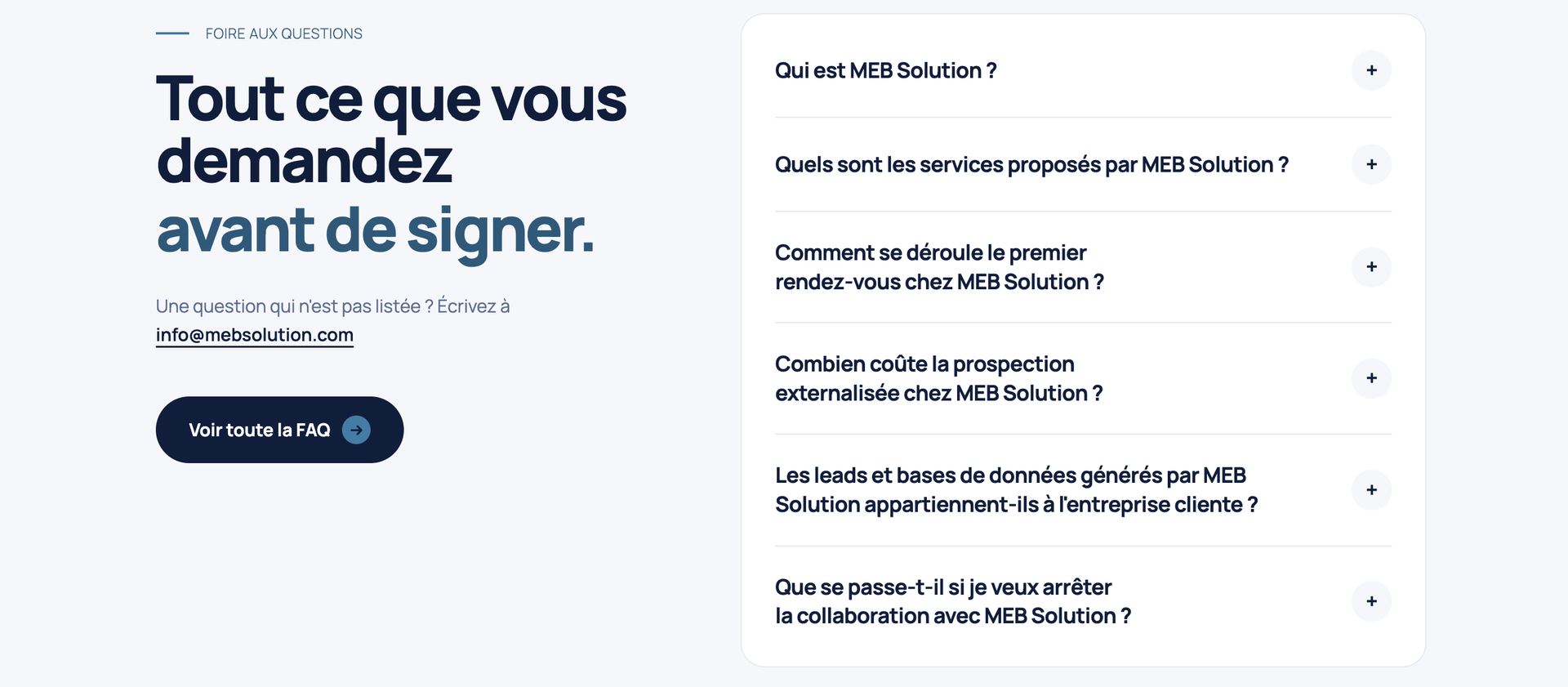Après · MEB Solution FAQ